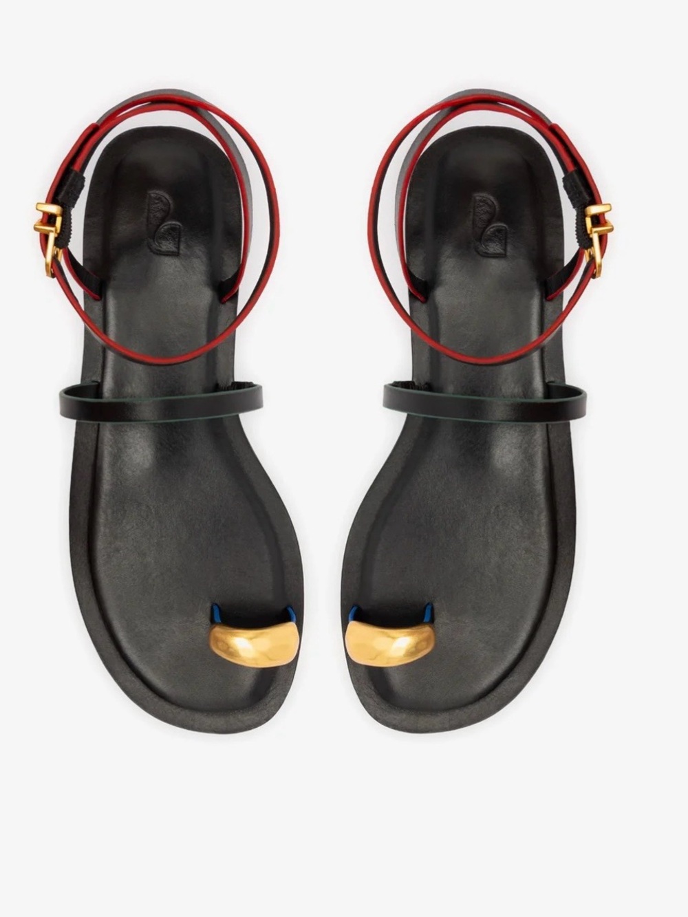 Larroude - Biarritz Flat Sandal In Black Leather